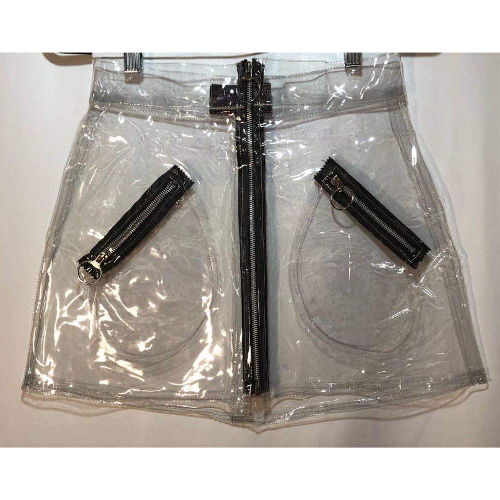 Vintage 90’s  NYC Clear PVC Plastic mini skirt with front Zip RARE